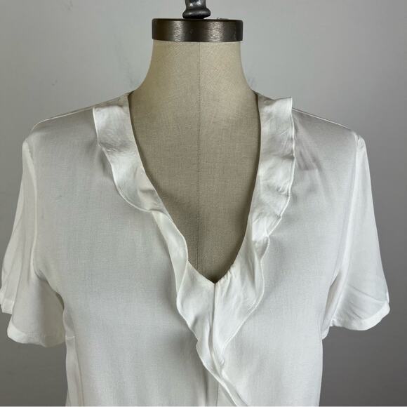 Marc O’ Polo White Ruffle V Neck Top - Picture 3 of 9